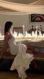 Sexy Prom Dresses Strapless White Prom Dress Birthday Outfits HZ1022