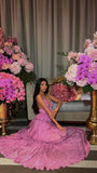 Sexy A line Rose Pink Prom Dress Long Birthday Outfits HZ1022