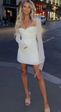 Sexy 17th Birthday Dresses Short Bodycon White Long Sleeves Birthday Outfits HZ1022