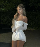 Sexy 17th Birthday Dresses Short Bodycon White Long Sleeves Birthday Outfits HZ1022
