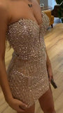 Sexy Strapless Champagne Birthday Dresses Bling Birthday Outfits HZ1022