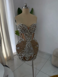 Sexy Strapless Champagne Birthday Dresses Sparkle Birthday Outfits HZ1022