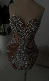 Sexy Strapless Champagne Birthday Dresses Sparkle Birthday Outfits HZ1022