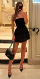 Simple Strapless Black Birthday Dresses Birthday Outfits HZ1022