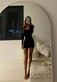 Simple Tight Black Long Sleeves Birthday Dresses Birthday Outfits HZ1022