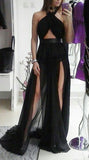 Sexy Halter Black Chiffon Birthday Dress 22th Birthday Outfits HZ1022