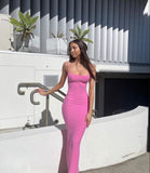 Sexy Mermaid Spaghetti Straps Pink Birthday Dress 22th Birthday Outfits HZ1022