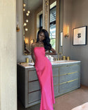 Mermaid Strapless Pink Slit Birthday Dress 21th Birthday Outfits HZ1022