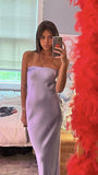 Sexy Sheath Strapless Sleeveless Party Dress Lilac Prom Dress HZ1022