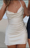 Simple Tight White Halter Pearls Birthday Dresses Birthday Outfits HZ1022
