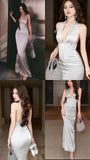 Vintage Mermaid Halter Sleeveless Satin Backless Wedding Dresses HZ1022