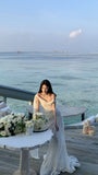 Vintage Mermaid Sleeveless White Wedding Dresses HZ1022