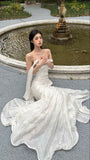 Vintage Mermaid Sleeveless White Wedding Dresses HZ1022