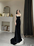 Mermaid Long Prom Dress New Sequin Black Slit Evening Dress HZ1022