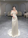 Mermaid Off The Shoulder Satin Elegant Long Wedding Dress HZ1022