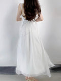 Sexy A line Long Prom Dress Slit White Evening Dress HZ1022