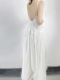 Sexy A line Long Prom Dress Slit White Evening Dress HZ1022