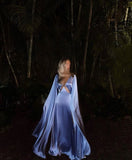Glamorous Blue Long A-line V-neck Prom Dress Long Prom Dresses HZ1022