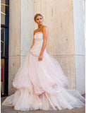 Glamorous Light pink tulle long prom dress HZ1022