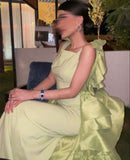 Glamorous Ball Gown Straps Backless Sage Green Long Prom Dress HZ1022