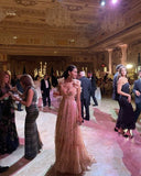 Sexy A line Floral Long Open Backs Party Prom Dresses HZ1022