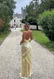 Modest Sheath Straps Chiffon Yellow Prom Dresses HZ1022