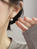 Gray Pearl Earrings Temperament Versatile Women's Classic Round Earhooks HZ1022