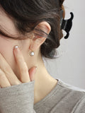 Gray Pearl Earrings Temperament Versatile Women's Classic Round Earhooks HZ1022