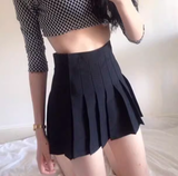American retro high-waist slim pleated skirt with safety pants HZ1022