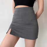 Sexy high-waisted slit hip-covering skirt for women, anti-exposure A-line short skirt, one-step skirt HZ1022