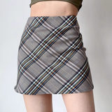 Sexy Maillard High Waist Slim Plaid A-Line Skirt American Retro Hip Cover Skirt for Women HZ1022