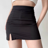 Sexy high-waisted slit hip-covering skirt for women, anti-exposure A-line short skirt, one-step skirt HZ1022