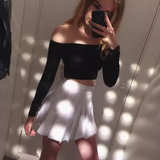 American retro high-waist slim pleated skirt with safety pants HZ1022