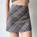 Sexy Maillard High Waist Slim Plaid A-Line Skirt American Retro Hip Cover Skirt for Women HZ1022
