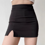 Sexy high-waisted slit hip-covering skirt for women, anti-exposure A-line short skirt, one-step skirt HZ1022