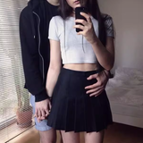 American retro high-waist slim pleated skirt with safety pants HZ1022