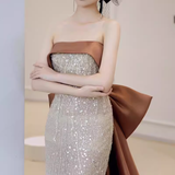 Classic Mermaid Strapless Sequin Prom Dresses Long Prom Dress HZ1022