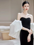 Sexy Mermaid Off The Shoulder Black Prom Dresses Long Prom Dress HZ1022