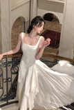 A Line Square Neck Prom Dress, Ankle Length Birthday Outfits HZ1022