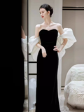 Sexy Mermaid Off The Shoulder Black Prom Dresses Long Prom Dress HZ1022