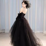 Classic Mermaid Straps Sequin Black Prom Dresses Long Prom Dress HZ1022