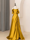 Unique A-Line Satin Long Prom Dress HZ1022