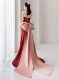 Mermaid Satin Rust Red Prom Dress Long Prom Dresses HZ1022