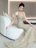 Luxury Mermaid Sequin Prom Dress Long Prom Dresses HZ1022