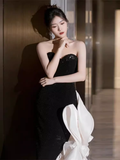 Mermaid Sweetheart Black Satin Prom Dress Long Prom Dresses HZ1022