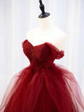 Gorgeous Burgundy Sweetheart Tulle Long Prom Dress with Beaded HZ1022