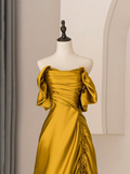 Unique A-Line Satin Long Prom Dress HZ1022