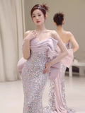 Princess Mermaid Sequin Lilac Prom Dress Long Prom Dresses HZ1022