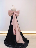 Simple A line Off The Shoulder Velvet Satin Long Prom Dresses HZ1022