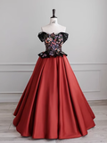Simple Strapless Satin Red Long Prom Dress HZ1022